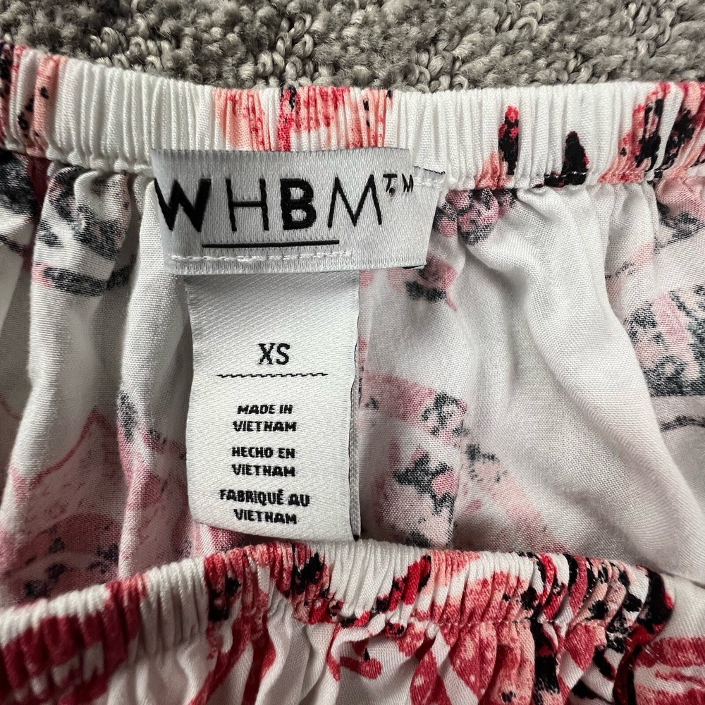 WHBM Paisley Off-The-Shoulder Blouse Women XS Pink White Rayon Peasant Top - Picture 3 of 6
